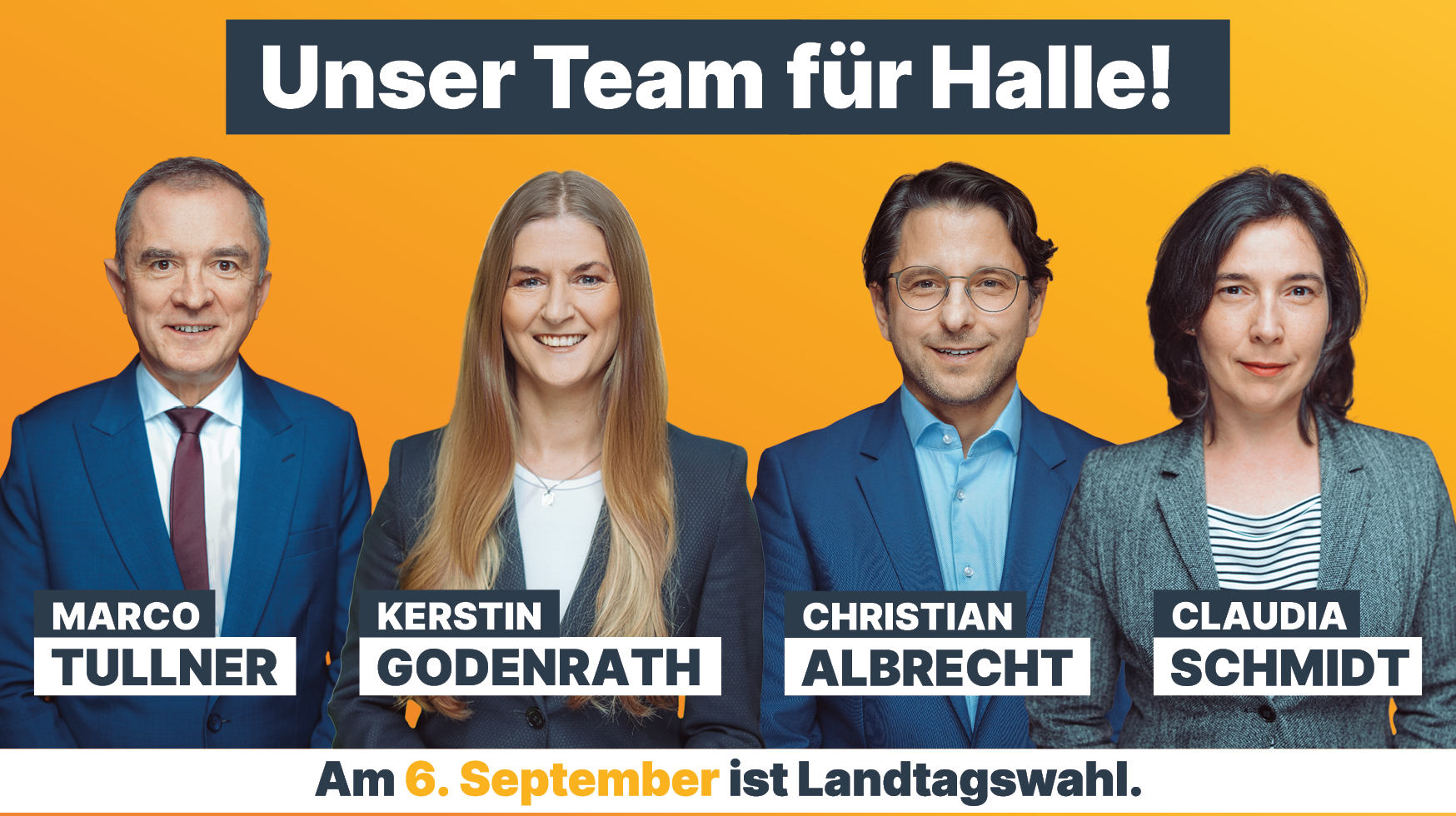 Foos der Landtagskandidaten Marco Tullner MdL, Kerstin Godenrath MdL, Christian Albrecht MdL, Claudia Schmidt